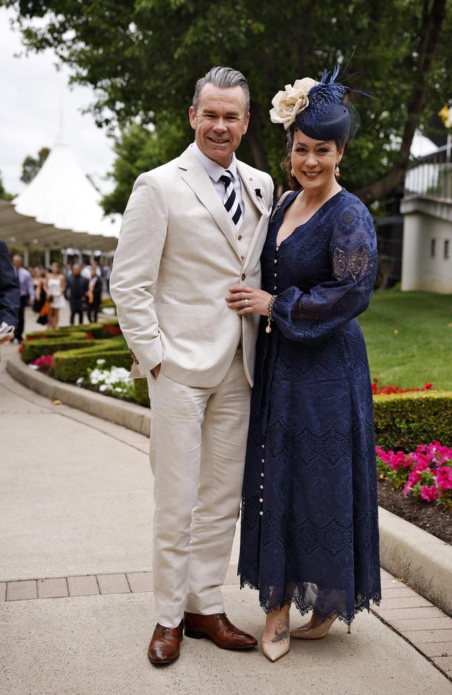 Phil Burton with wife Justine at the Golden Eagle at Rosehill racecourse. Picture: Sam Ruttyn