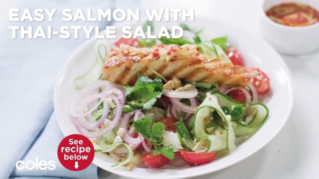 Easy salmon with Thai-style salad
