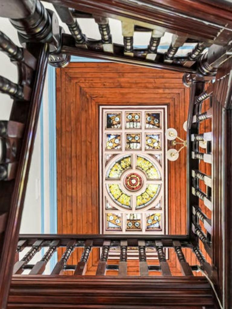 The Brunswick home’s ceiling leadlighting.