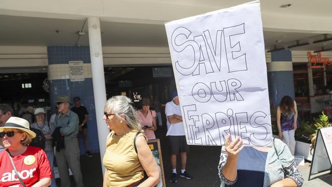 The Manly ferry protest on Thursday. Picture: Dylan Robinson