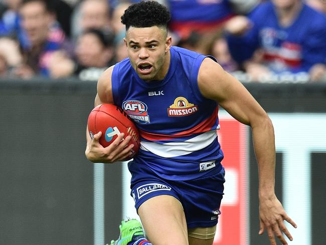 Jason Johannisen of the Bulldogs is seen in action during the AFL Grand Final between the Sydney Swans and the Western Bulldogs at the MCG in Melbourne, Saturday, Oct. 1, 2016. (AAP Image/Julian Smith) NO ARCHIVING, EDITORIAL USE ONLY