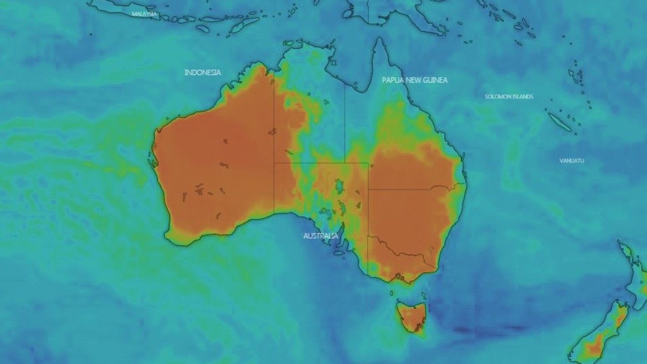 The humidity is going to be a massive challenge over much of southern Australia. Picture: Windy