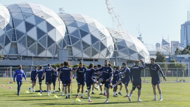 Victory players during a training session at Gosch's Paddock in Melbourne