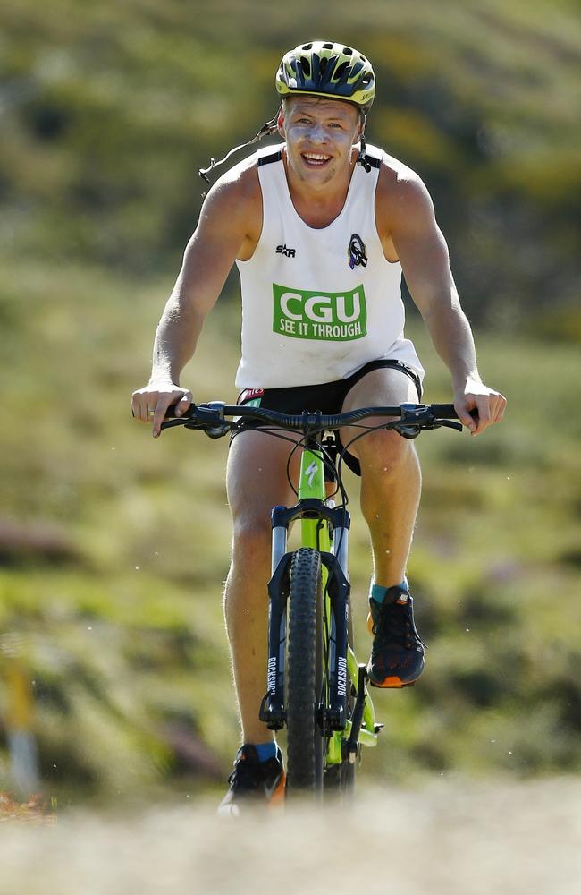 Jordan De Goey tackles the mountain bike ride. Picture: Colleen Petch