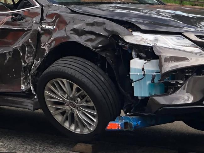 Mr Albanese’s Toyota Camry was written off in the crash. Picture: X