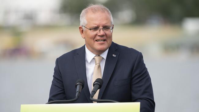 Scott Morrison during Australia Day celebrations this year. Picture: NCA NewsWire / Martin Ollman