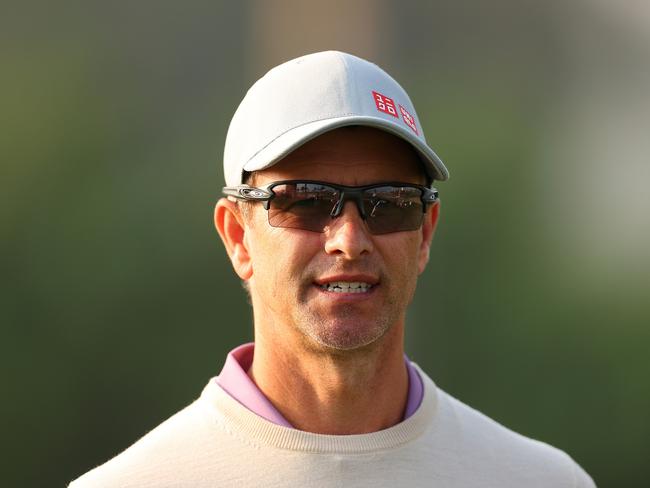 DUBAI, UNITED ARAB EMIRATES - JANUARY 17: Adam Scott of Australia smiles on the 13th hole on day two of the Hero Dubai Desert Classic at Emirates Golf Club on January 17, 2025 in Dubai, United Arab Emirates. (Photo by Andrew Redington/Getty Images)