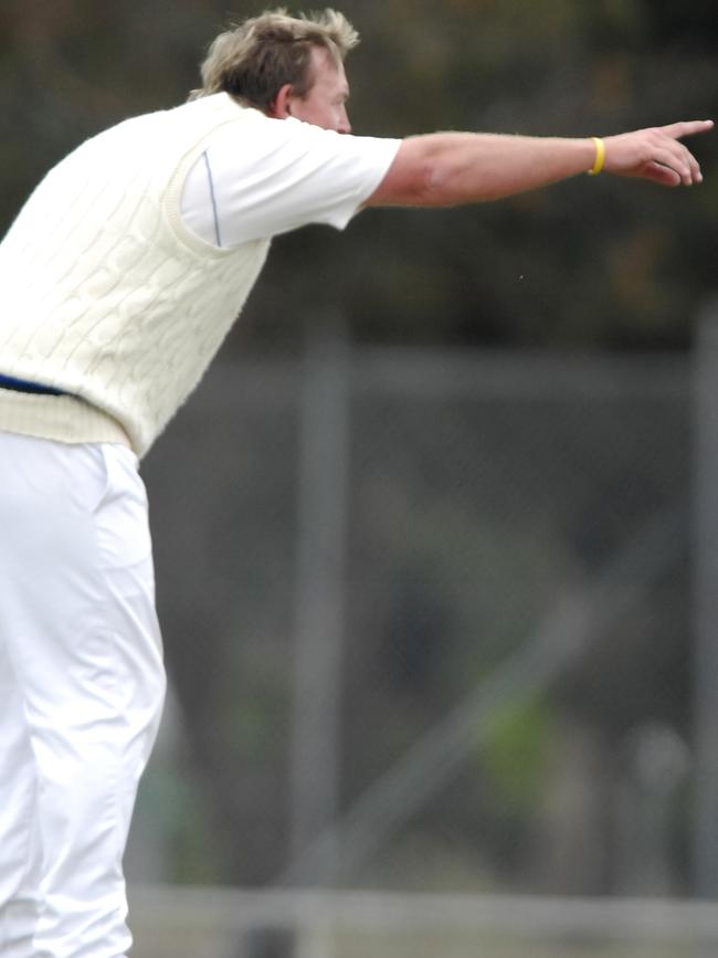 Ayres questions an umpire during his early days with Bundoora Old Paradians.