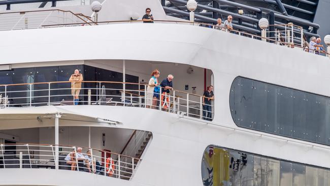 Passengers on the MSC Magnifica at Station Pier in Melbourne last Thursday Picture: Jake Nowakowski