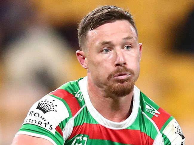 BRISBANE, AUSTRALIA - AUGUST 20: Damien Cook of the Rabbitohs in action during the round 23 NRL match between the Penrith Panthers and the South Sydney Rabbitohs at Suncorp Stadium, on August 20, 2021, in Brisbane, Australia. (Photo by Chris Hyde/Getty Images)