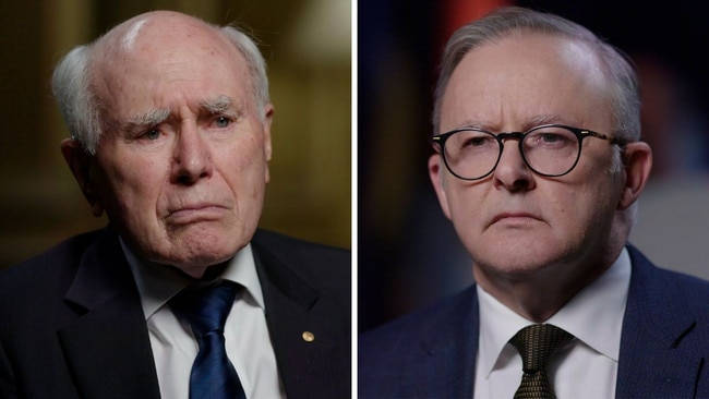 John Howard and Anthony Albanese both appear in the Sky News documentary Never Again. Picture: Sky News