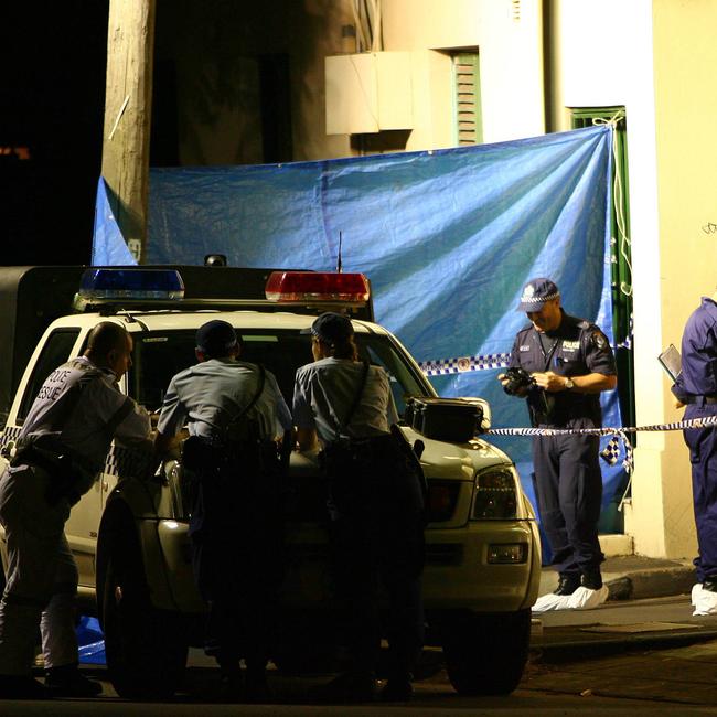 Police at scene of Monk’s shooting.