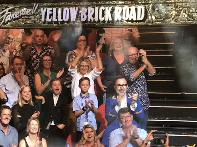 The Elton John farewell concert tour hits Australia. These pictures show Elton's family watching the performance. Picture: Supplied.