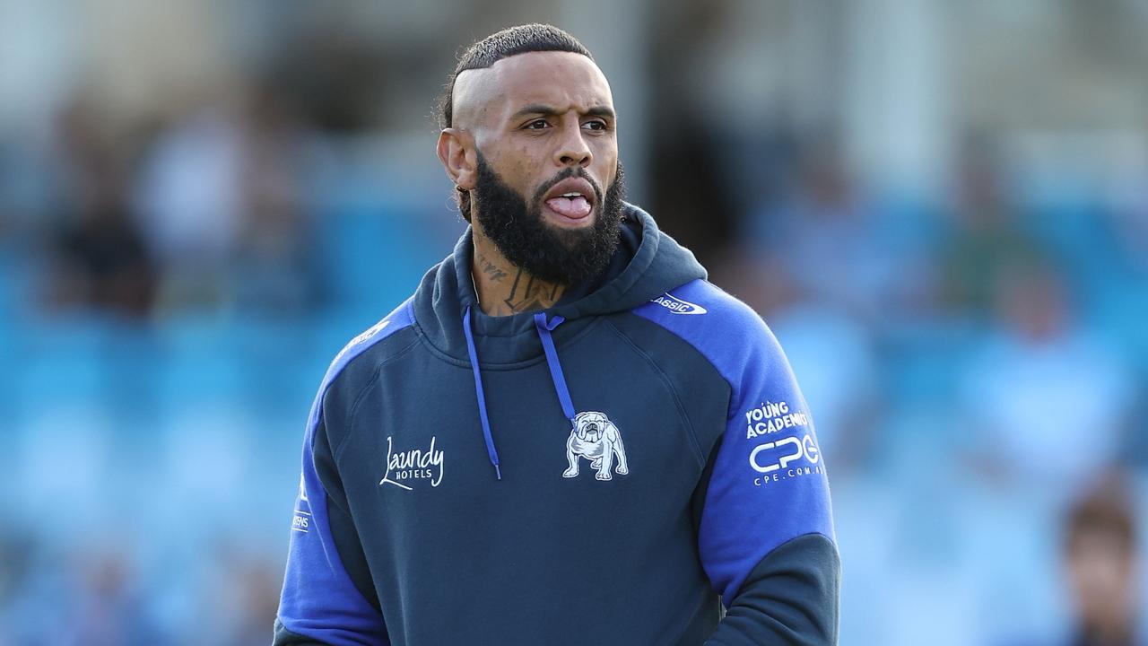 SYDNEY, AUSTRALIA - MARCH 15: Josh Addo-Carr of the Bulldogs looks on before the round two NRL match between Cronulla Sharks and Canterbury Bulldogs at PointsBet Stadium on March 15, 2024, in Sydney, Australia. (Photo by Mark Metcalfe/Getty Images)