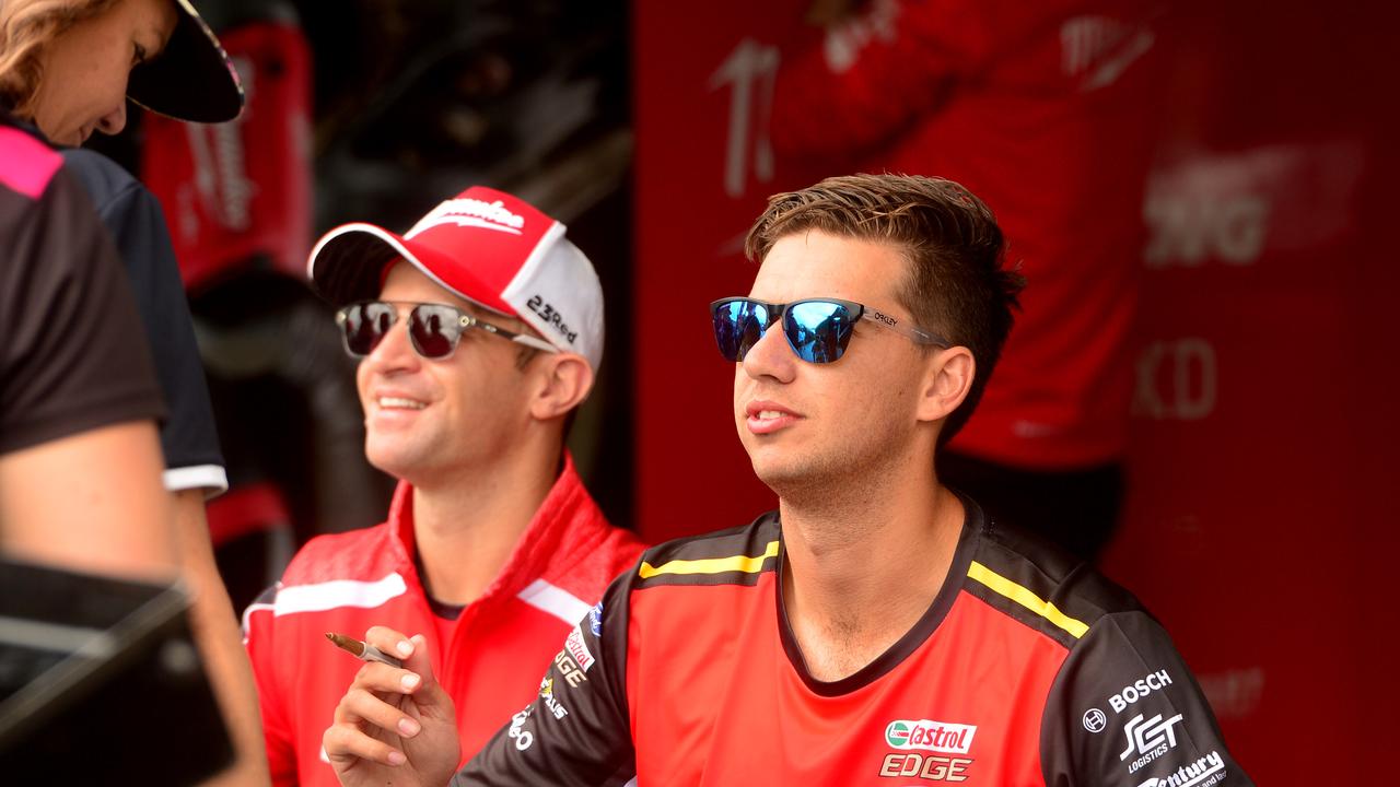 Watpac Townsville 400 Day One. Socials. Supercar drivers Will Davidson and Chaz Mostert sign autographs. Picture: Evan Morgan