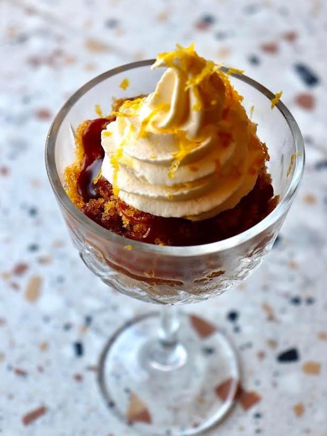 Coffee granita, fernet caramel, panna montata – one of the desserts on the menu at new Hobart restaurant Pitzi. Picture: Supplied