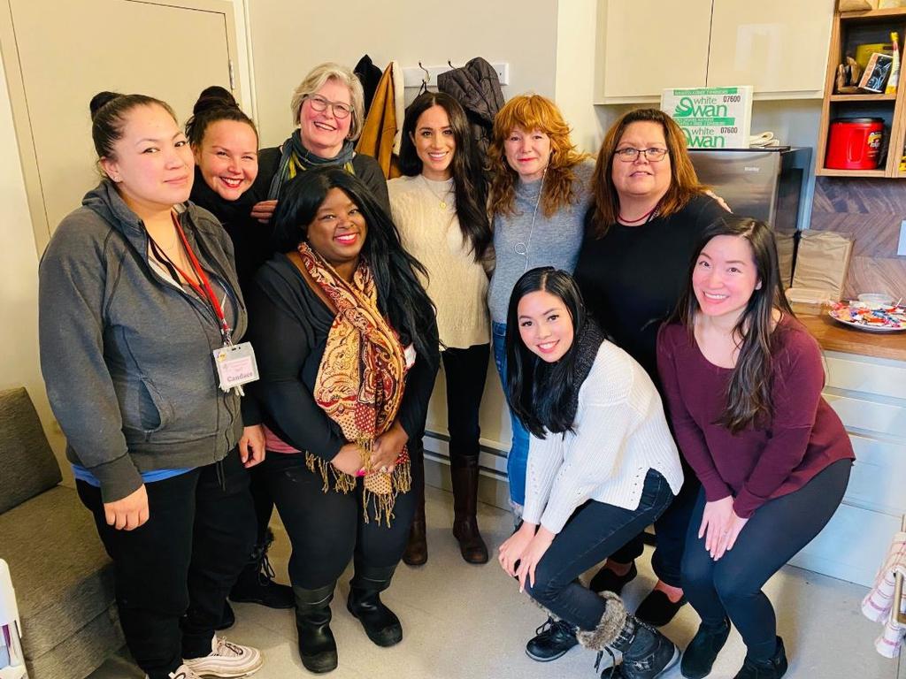 Meghan didn’t wait long to get out in her new community, visiting the Downtown Eastside Women's Centre in Vancouver, Canada, last week. Picture: Downtown Eastside Women's Centre