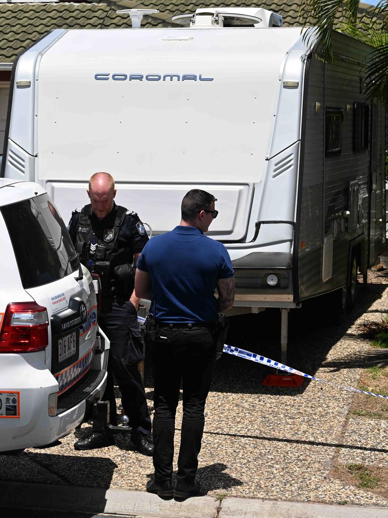 Police at the scene of Janet Guthrie ‘s death in Bongaree, north of Brisbane. Pic: Lyndon Mechielsen/Courier Mail