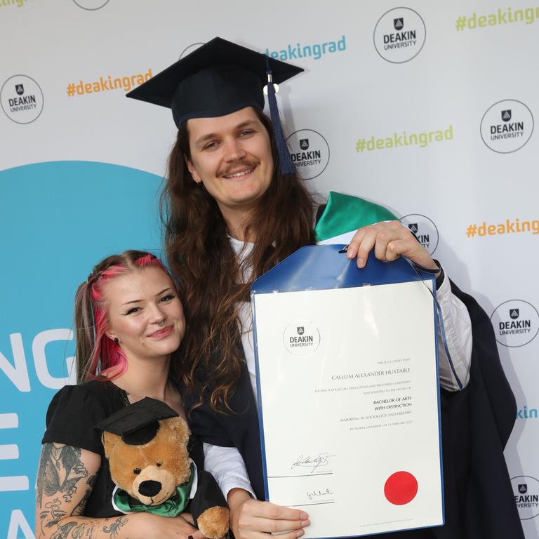 Graduate Callum Huxtable and Brittany Kelly. Picture: Mark Wilson