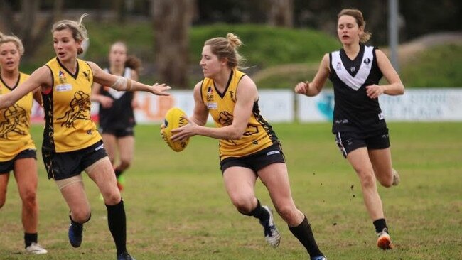 Happy Valley's Alannah Rochow has led her side to an equal top start in the Adelaide Footy League. Picture: Simmone Le Raye