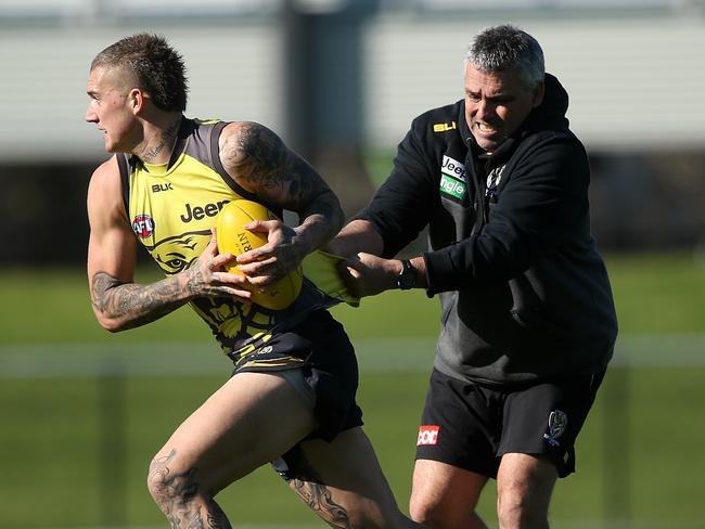 Mark Williams working with Martin at training. Picture:Wayne Ludbey