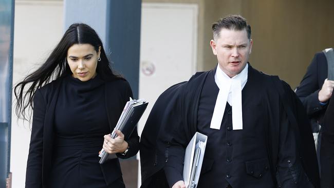 Office of the Director of Public Prosecutions barristers Emily Thambyah and senior crown prosecutor Nathan Crane leave the Cairns Supreme Court on the first day of the pre-trial hearing for Rajwinder Singh. Picture: Brendan Radke