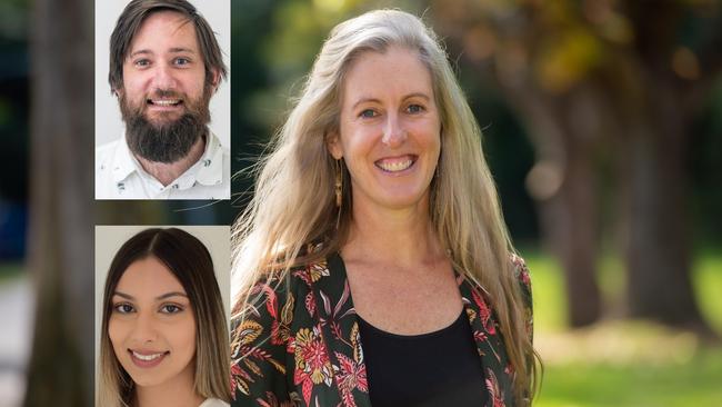 Coffs Coast Advocate journalists Tim Jarrett and Jasmine Minhas and editor Janine Watson.