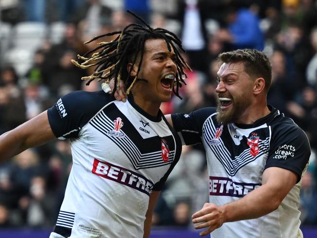 Dominic Young (L) is one of the premier wingers in rugby league. Picture: Oli Scarff/AFP