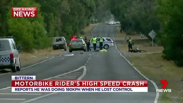 Motorbike rider's high-speed crash in Bittern