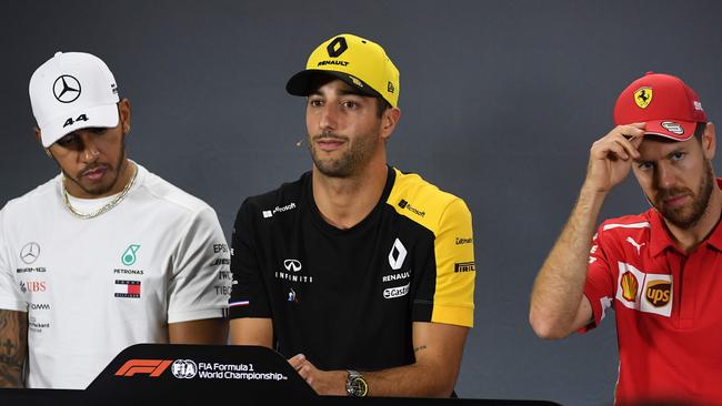 The likes of Lewis Hamilton, Daniel Ricciardo and Sebastian Vettel will be arriving in Melbourne for the Grand Prix. Picture: AFP