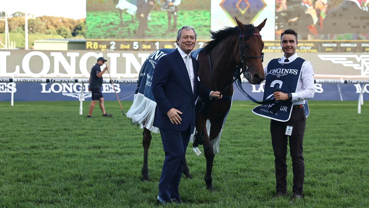 William Haggas with Dubai Honour after winning the Queen Elizabeth Stakes. Picture: Jeremy Ng–Getty Images