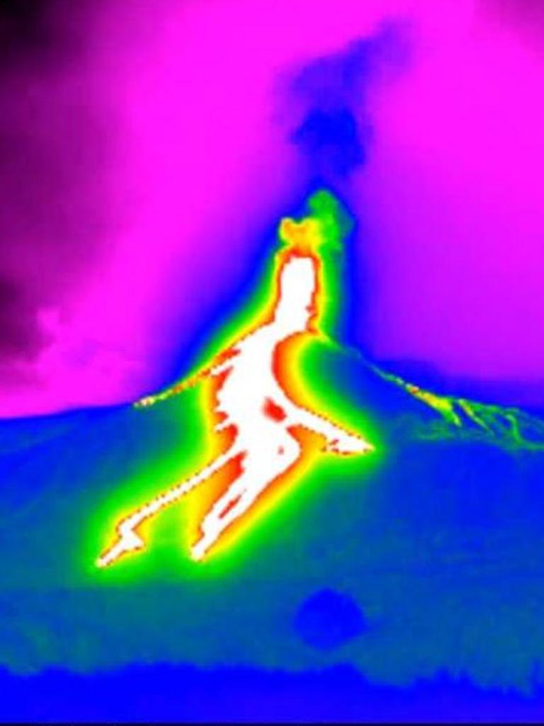 An infra red image of the lava flows from Etna. Picture: Italy National Institute of Geophysics and Volcanology