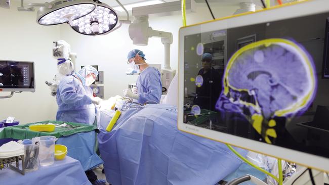 Neurosurgery being conducted at the Ramsay Health Care-operated Greenslopes Private Hospital in Brisbane.