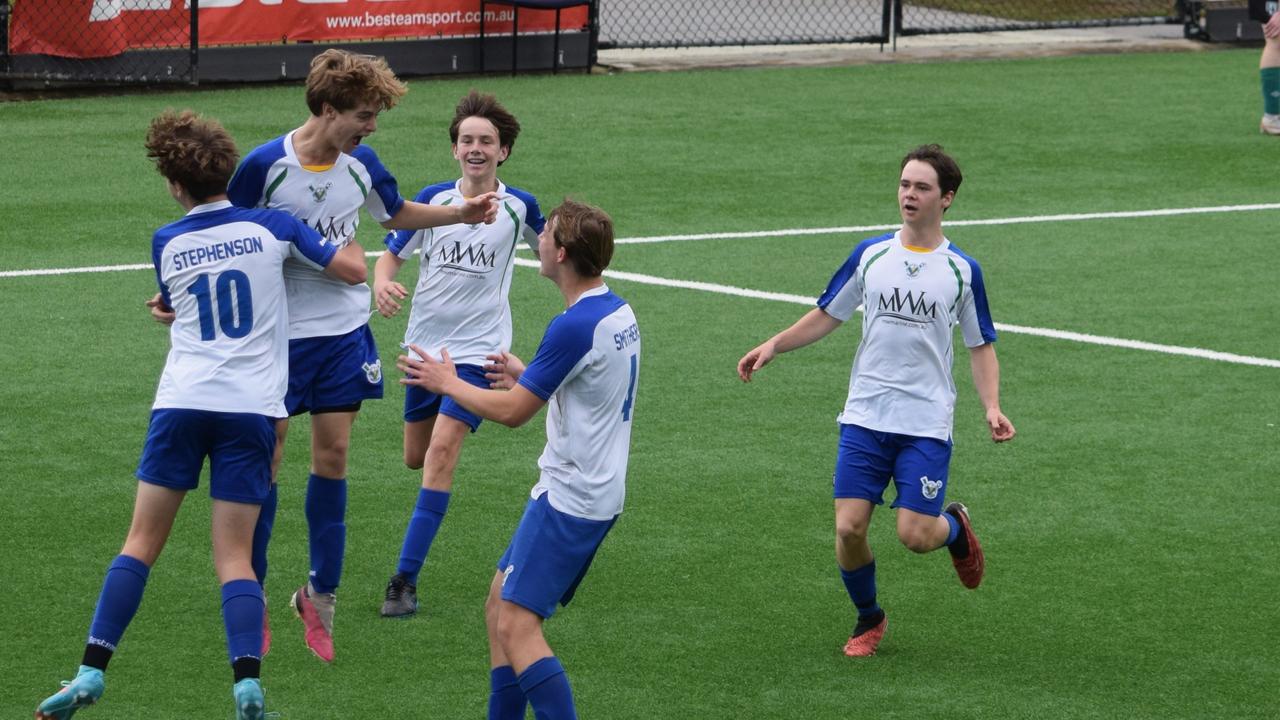 Harrison McGuirk celebrating a goal for Collaroy Cromer Strikers U15 boys. Picture: supplied