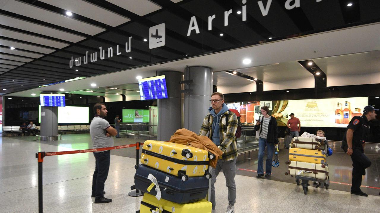 Russians arrive at Yerevan's Zvartnots airport on September 21, 2022. Picture: Karen Minasyan / AFP