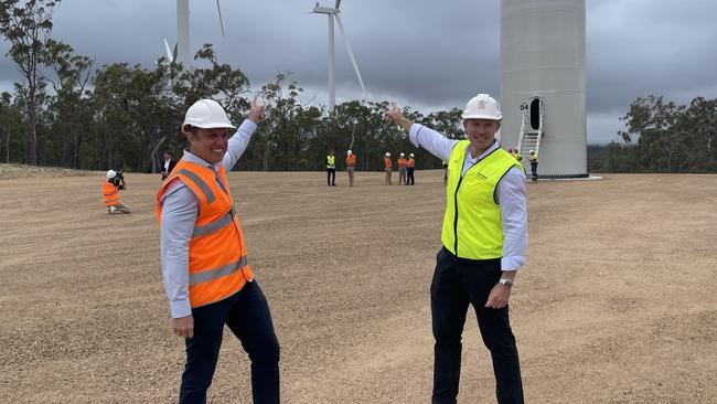 Steven Miles and Energy and Mick de Brenni at the Kaban Green Power Hub. Picture: Andreas Nicola.