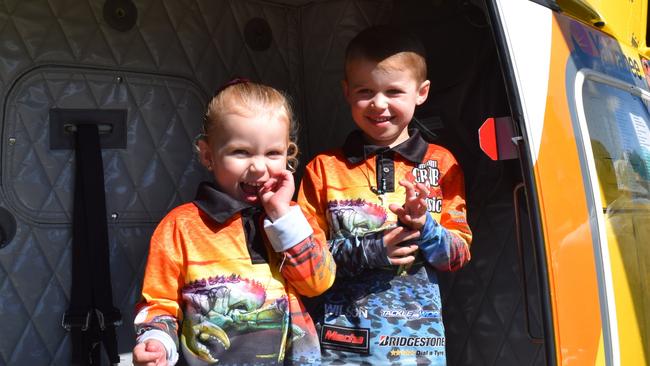 Isla and Finley at the RACQ CapRescue community open day on Sunday.