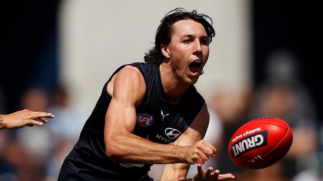 Oliver Hollands was a positive for the Blues in the loss to the Swans. Picture: Michael Willson/AFL Photos