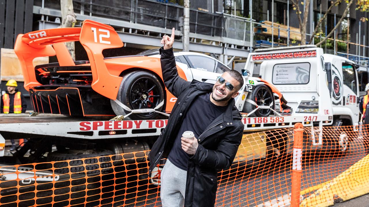 Adrian Portelli recently craned his McLaren Senna GTR into his penthouse on the 57th floor at 308 Exhibition Street, Melbourne. Picture: Jake Nowakowski