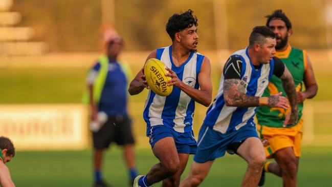 South Alice Springs beat Pioneer in the 2023 CAFL senior men's prelim finals. Picture: Charlie Lowson / AFLNT Media