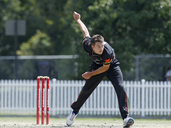 Penrith's Daniel Jarvis bowling. Picture: John Appleyard