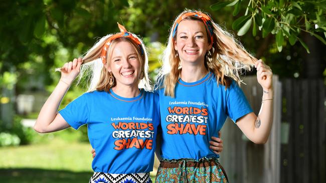 Friends Dani and Claire are shaving their head at Cotters Market Townsville for World's Greatest Shave. Picture: Alix Sweeney