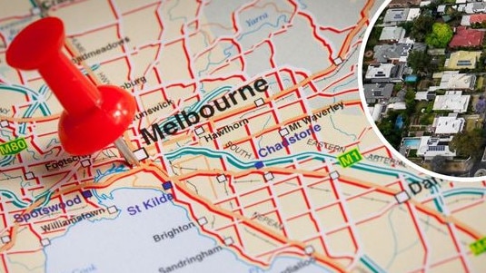 Melbourne map and houses inset