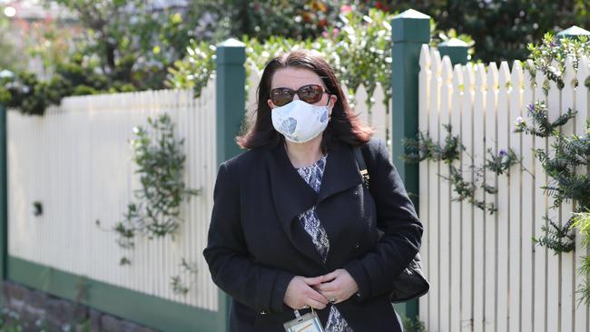 Jenny Mikakos leaves home on Sunday, the day after quitting. Picture: David Crosling