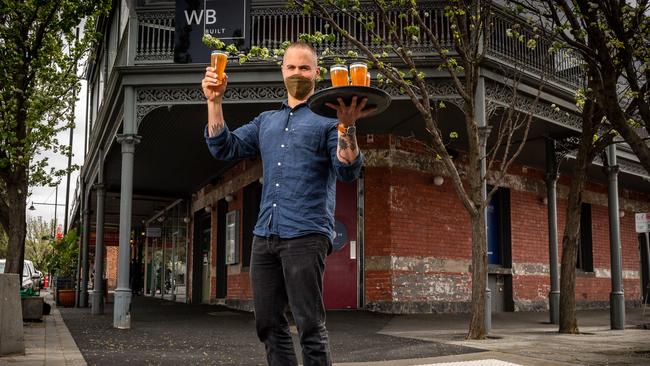 Publican Matt Cook outside The Hobsons Bay Hotel. Picture: Jake Nowakowski