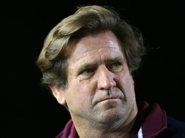 SYDNEY, AUSTRALIA - AUGUST 01: Manly head coach Des Hasler looks on during the round 12 NRL match between the Manly Sea Eagles and the Penrith Panthers at Lottoland on August 01, 2020 in Sydney, Australia. (Photo by Jason McCawley/Getty Images)