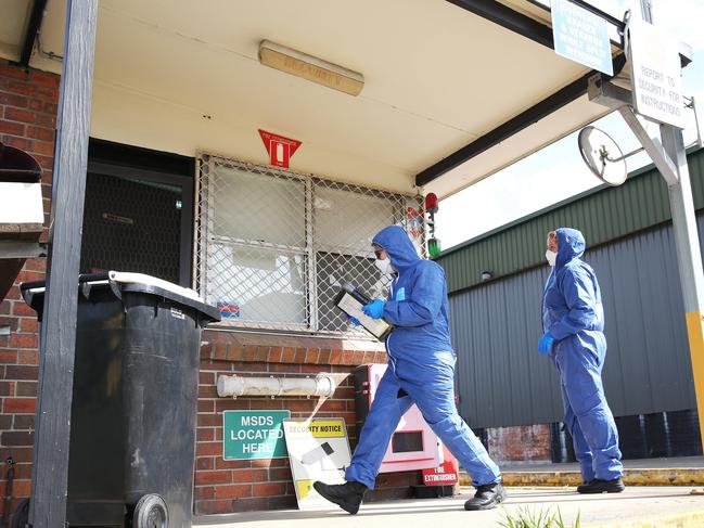 Police at the former Cardiff chicken processing plant. Picture: Peter Lorimer