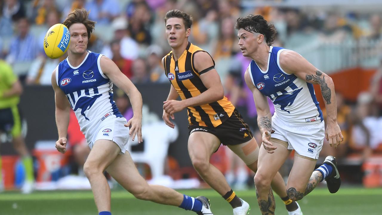 Jared Polec (left) and Jasper Pittard (right) were left out of the Kangaroos team on Saturday. Photo: Julian Smith/AAP Image.