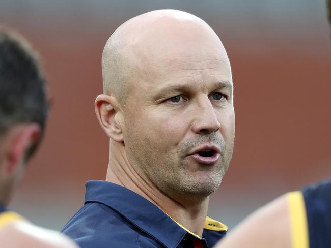 AFL - Adelaide Crows v Sydney Swans at the Adelaide Oval. Matthew Nicks senior coach of the Crows at 3 quarter time.  Picture SARAH REED