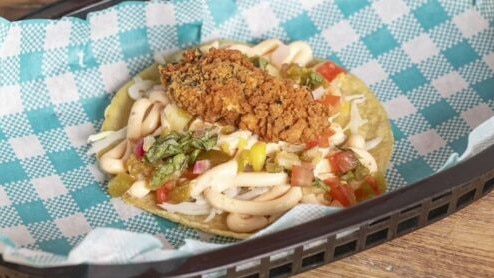 Phish tacos are one of six flavours offered up at vegan Mexican restaurant Don Taco in Brunswick East. Picture: dontaco.com.au